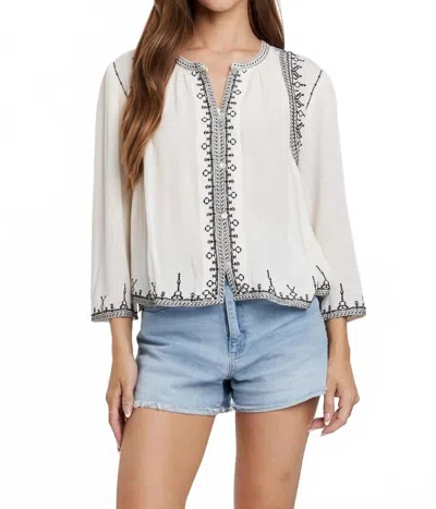 Another Love Chrissy Embroidery Top In Cream/black In White