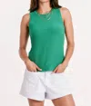 Another Love Cora High Neck Rib Tank In Garden Green In Green