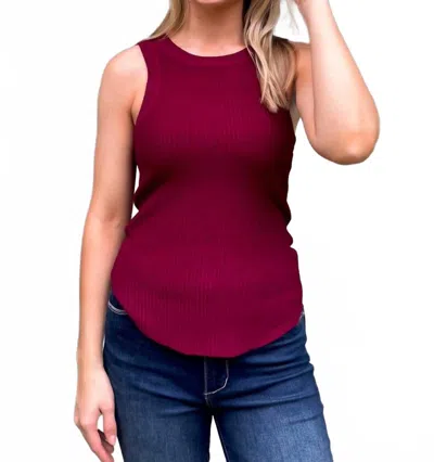 Another Love Cora Sleeveless Rib Tank Top In Compote In Red