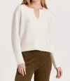 Another Love Coraline Long Sleeve Notched Neck Sweater In Beige In Beige
