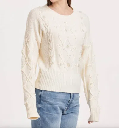 Another Love Daphne Pearl Cable Knit Sweater Top In Vintage Cream In Beige