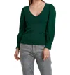 Another Love Darcy Long Sleeve Overlap Top In Forest Green