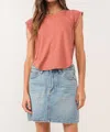 Another Love Daria Crochet Trimmed Top In Red Clay