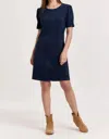 Another Love Demi Suede Short Sleeve Dress In Eclipse In Blue