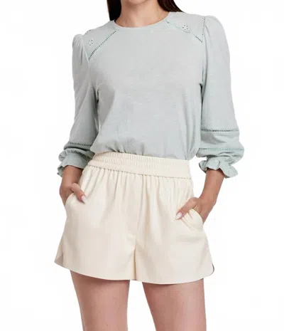 Another Love Destiny 3/4 Sleeve Top In Aquamarine In Green