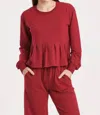 Another Love Dove Granada Peplum Top In Red In Red