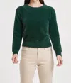 Another Love Effy Fuzzy Long Sleeve Crew Neck Sweater Clover In Green In Green