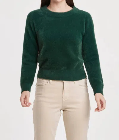 Another Love Effy Fuzzy Long Sleeve Crew Neck Sweater Clover In Green