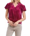 Another Love Eira Velvet Top In Blackberry In Pink