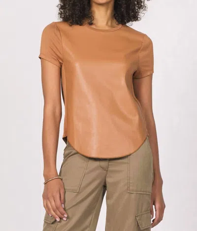 Another Love Elaina Faux Leather Tee In Brown Sugar In Orange