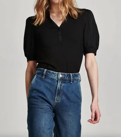 Another Love Eliza Puff Sleeve Henley In Black