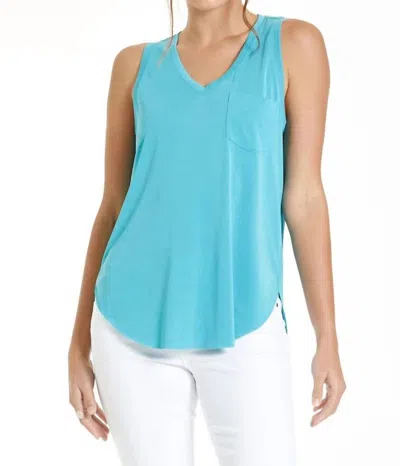 Another Love Esther Breast Pocket Tank Top In Aqua In Blue