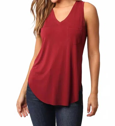 Another Love Esther Breast Pocket Tank Top In Rhubarb In Red