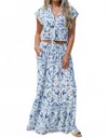 Another Love Flowy Maxi Skirt In Blue Porcelain In Blue