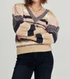ANOTHER LOVE GENEVA PUFF SLEEVE SWEATER IN CHAI ABSTRACT