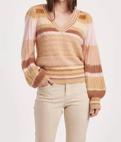 ANOTHER LOVE GENEVA STRIPE SWEATER IN COPPER ROSE