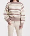 Another Love Georgina Drop Shoulder Mixed Fuzzy Stripe Sweater In Ash Violet Stripes In Multi