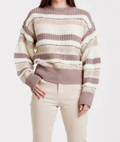 Another Love Georgina Drop Shoulder Mixed Fuzzy Stripe Sweater In Ash Violet Stripes In Multi