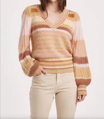 Another Love Gia V-neck Sweater Top In Copper Rose In Multi