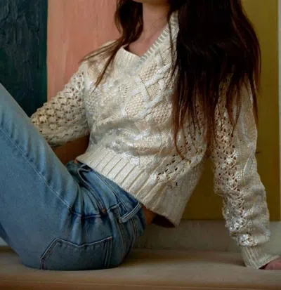 Another Love Greta Guilded Sweater In Silver Foil In Neutral