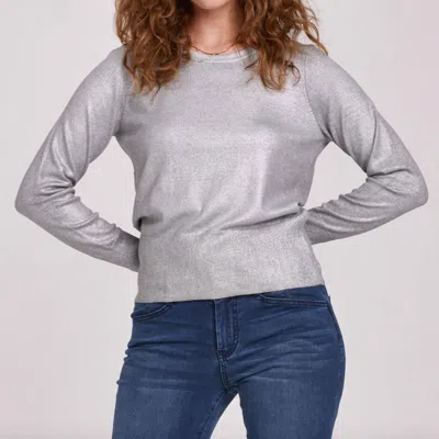 Another Love Gretchen Gilded Sweater Top In Silver Foil