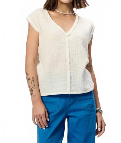 Another Love Izzie Gauze Top In Soft White