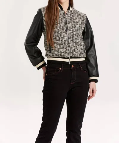 Another Love Janel Tweed Mixed Jacket In Black/white