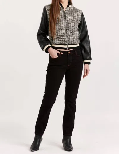 ANOTHER LOVE JANEL TWEED MIXED JACKET IN BLACK/WHITE