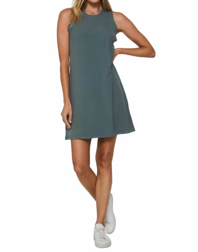 Another Love Justine High Neck Ribbed Dress In Sage In Blue