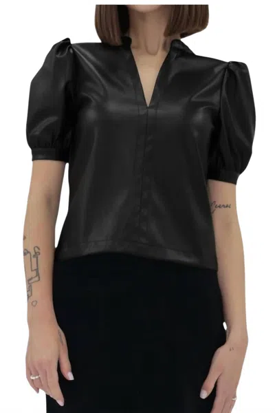 Another Love Kalia Faux Leather Top In Black