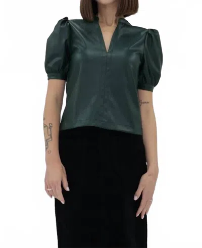 Another Love Kalia Vegan Leather Top In Rainforest In Green