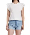 Another Love Kiara Eyelet Ruffle Sleeve Top In White In White