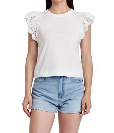 Another Love Kiara Eyelet Ruffle Sleeve Top In White
