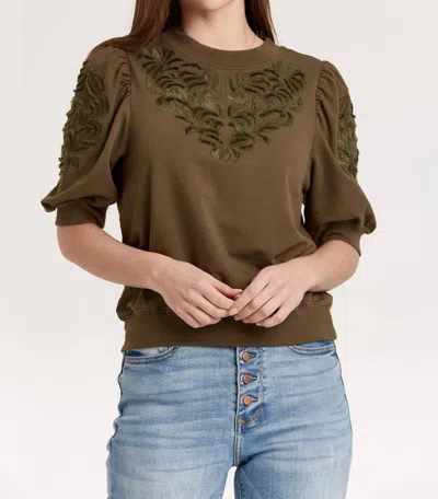 Another Love Kyle Elbow-sleeve Top In Vineyard In Green