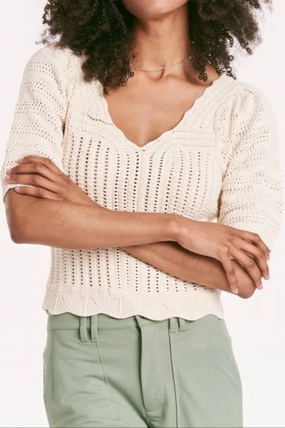 Another Love Lilibet Top Vintage Crochet In Beige In Sand