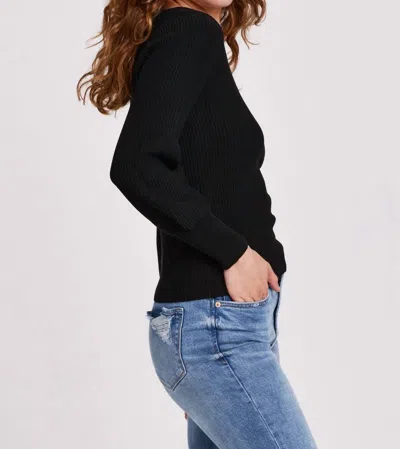 Another Love Lincoln Peplum Sleeve Sweater In Black