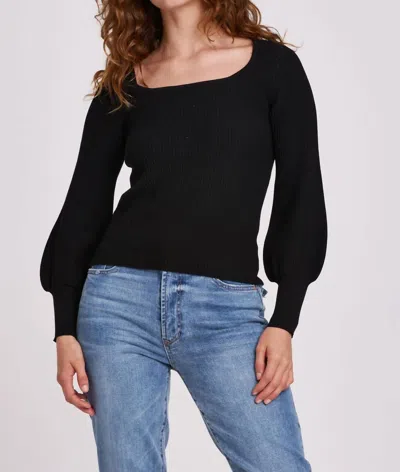 Another Love Lincoln Peplum Sleeve Sweater In Black In Animal Print
