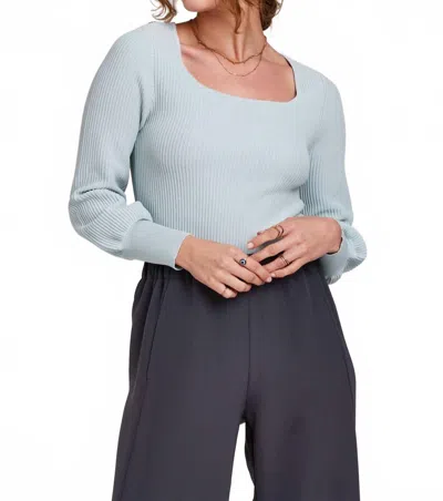 Another Love Lincoln Peplum Sleeve Sweater In Tranquil Blue