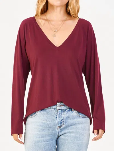 Another Love Liv Modal Top In Tawny Port In Red