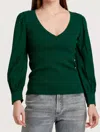 Another Love Long Sleeve Overlap Top In Forest In Green