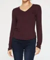 ANOTHER LOVE LONG SLEEVE RUCHED CUFF TOP IN TAWNY PORT