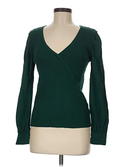 Pre-owned Another Love Long Sleeve Top Green Plunge Neckline Tops