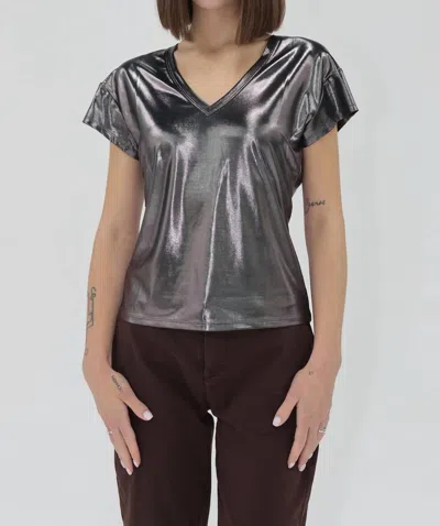 Another Love Lumi Knit Top In Metallic Black In Multi