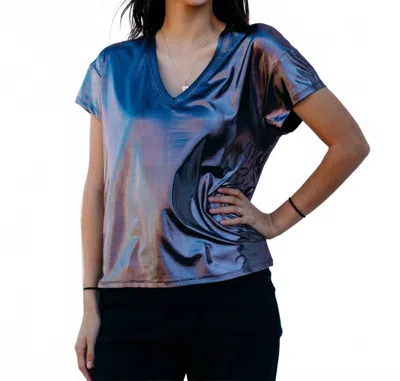 Another Love Lumi Top In Metallic Black In Multi
