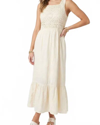 Another Love Maribel Crochet Lace Midi Dress In Beige In Neutral