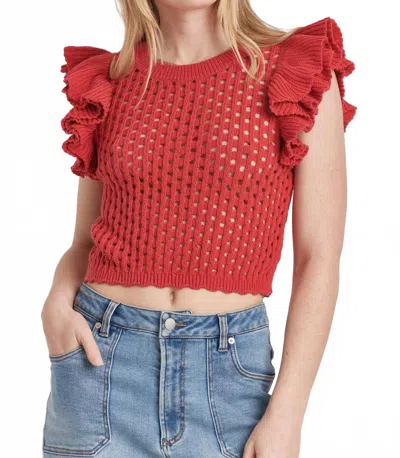Another Love Marina Eyelet Top In Ruby Pink In Red