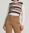 Another Love Marta Crochet Crewneck Sweater In Rose Smoke In Pink