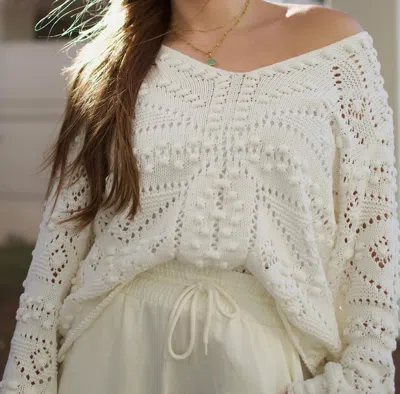 Another Love Maxine Crochet Sweater In White In Beige