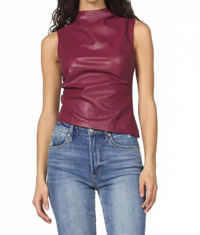 Another Love Meg Faux Leather Top In Bordeaux In Burgundy