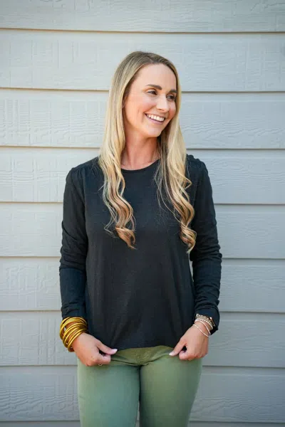 Another Love Melia Slub Top In Black In Blue